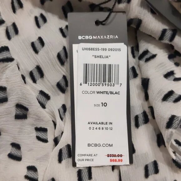 NWT BCBG Silk Blend Cocktail Dress with Ruffle Sleeves Size 10 - Picture 9 of 12